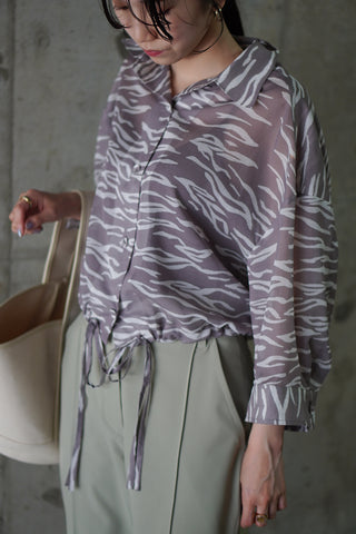 《ARCHIVE SALE》SHEER ZEBRA SHIRRING SHIRT (40%OFF)