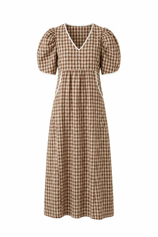 GINGHAM TRIM DRESS