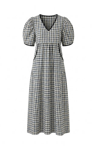 GINGHAM TRIM DRESS