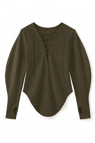 FOLD LACE UP TOPS