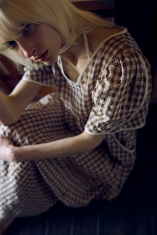 GINGHAM TRIM DRESS
