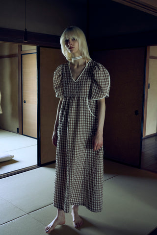 GINGHAM TRIM DRESS
