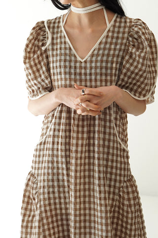 GINGHAM TRIM DRESS