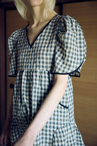 GINGHAM TRIM DRESS