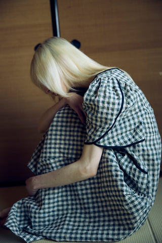 GINGHAM TRIM DRESS