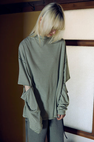《予約》SLIT SLEEVE BORDER TOP