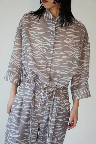 《ARCHIVE SALE》SHEER ZEBRA SHIRRING SHIRT (40%OFF)