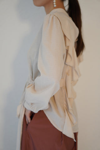 《SALE》LINEN RIBBON BLOUSE (60%OFF)